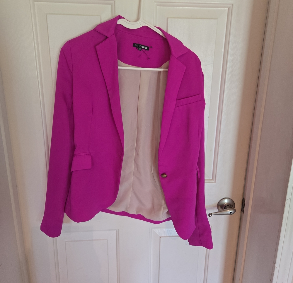 Fashion Nova Hot Pink Single-Button Blazer